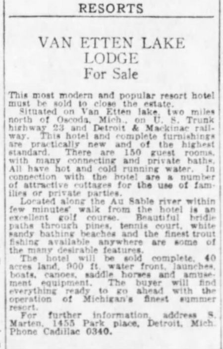 Van Ettan Lake Lodge (Van Etten Lake Lodge) - Detroit Free Press 1929 01 29 Page 29